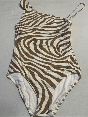 MICHAEL Michael Kors Taupe and White Zebra One-Piece Swimsuit